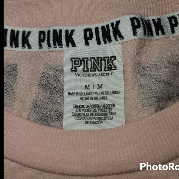 Vs PINK Pink Grey Black White Colorblock Crest Pullover Sweatshirt - Picture 2 of 3